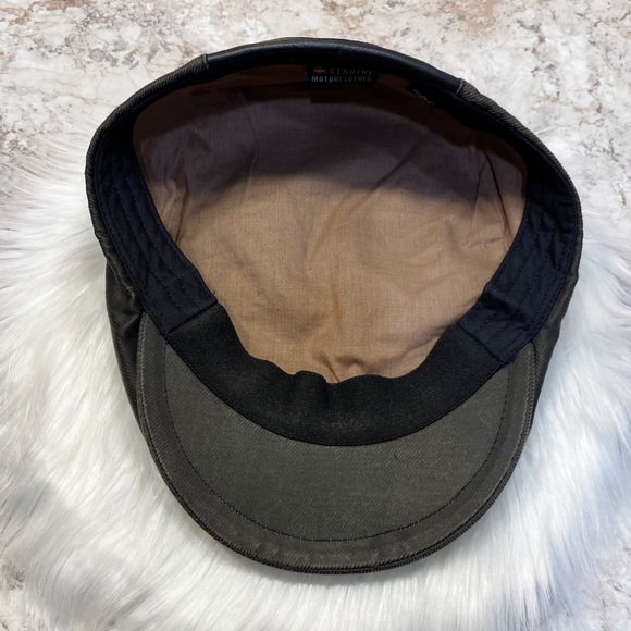 Harley Davidson Black Leather Hat Embroidered Back - Picture 5 of 8